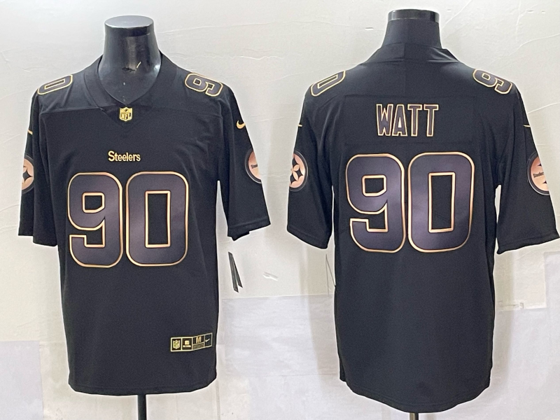 Men Pittsburgh Steelers #90 Watt Black Nike Limited NFL 2025 Jersey style 03->pittsburgh steelers->NFL Jersey